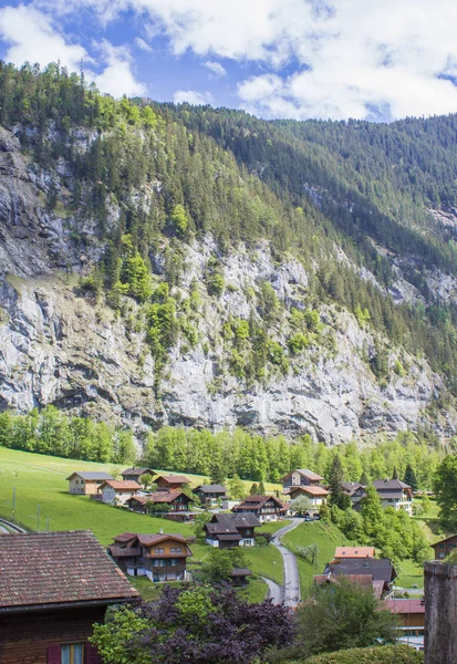 Lauterbrunnen Alpes Suizos Valle Cascadas Pueblo Montaña —  Fotos de Stock