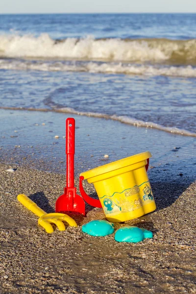 Children Toys Beach Spatula Rake Bucket Molds Royalty Free Stock Images