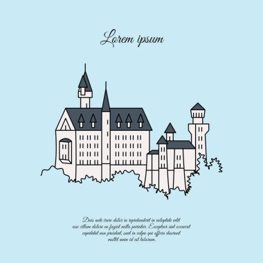 Neuschwanstein Kalesi vektör simgesi. renk sembolü Neuschwanstein Kalesi. Neuschwanstein Kalesi işareti. Neuschwanstein Kalesi logosu