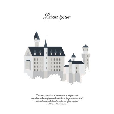 Neuschwanstein Kalesi vektör simgesi. renk sembolü Neuschwanstein Kalesi. Neuschwanstein Kalesi işareti. Neuschwanstein Kalesi logosu