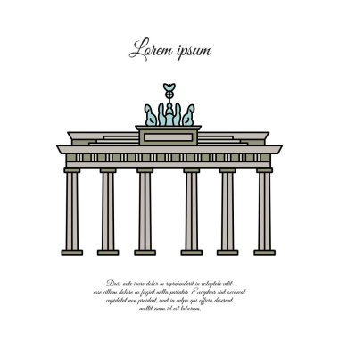 Brandenburg Kapısı vektör rengi. Brandenburg Kapısı simgesi. Brandenburg Kapısı tabelası. Brandenburg Kapısı sembolü. 