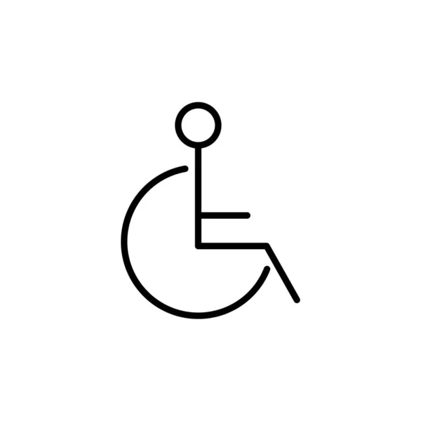 Etkisiz Çizgi Doğrusal Simge Işaret Tasarımı Tekerlekli Sandalye Ikonu Tasarım — Stok Vektör