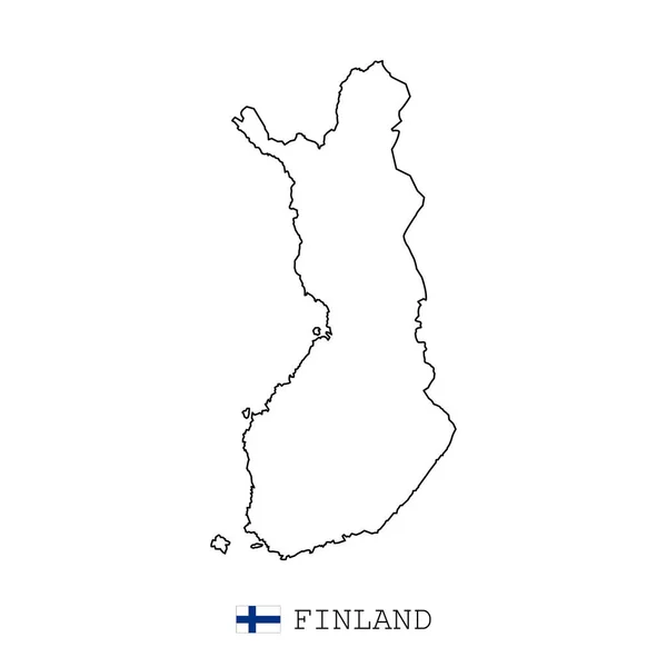 Finland Kaart Lijn Lineaire Dunne Vector Eenvoudig Vlag Zwart Witte — Stockvector