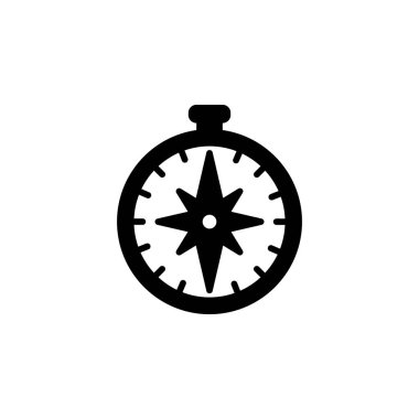 pusula simgesi. Basit işaret, beyaz üzerine siyah logo.