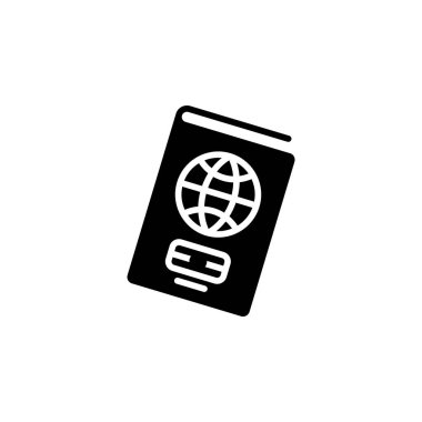 Pasaport simgesi. Basit işaret, logo. Yabancı pasaport ikonu. Vize, belge, varış. Gümrük konsepti. Vatandaşlık, göç, seyahat