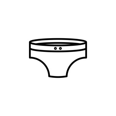 Yüzme şortu doğrusal vektör simgesi oluşturur. Adam yüzme elbisesi ince tabela. Pantolon Adam taslak sembolü. Yüzme şortu beyaz üzerine basit logoyu simsiyah yapar. 