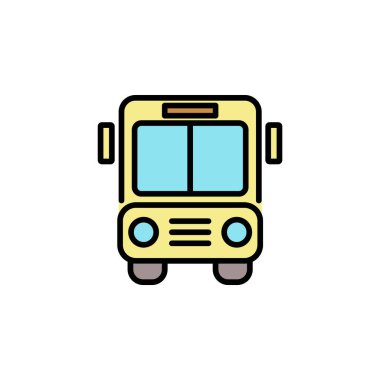 Otobüs rengi simgesi ince çizgi, doğrusal, özet. Basit işaret, logo. Otobüs tabelası. Görüntüyü naklet. Bilgi grafikleri, web siteleri ve yazdırma medyası için kamu navigasyon sembolü. Çizgi tarzı görüntü. Düzenlenebilir felç. Vektör