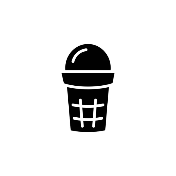 华夫饼杯中的冰淇淋图标 简单的标志 — 图库矢量图片