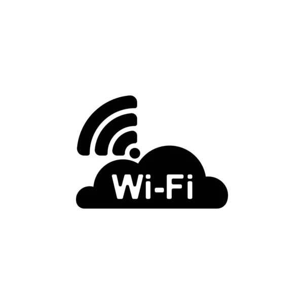云Wifi矢量图标 无线保真和无线标志 Wifi区标志 Wifi白色上简单的黑色标志 — 图库矢量图片