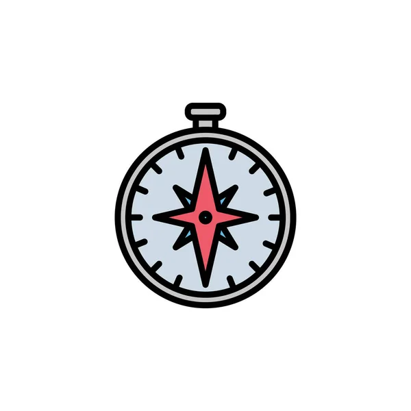 Ikon Warna Kompas Garis Tipis Linear Garis Luar Tanda Sederhana - Stok Vektor
