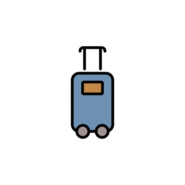 Travel Bag Bagage Färg Ikon Tunn Linje Linjär Kontur Enkel — Stock vektor