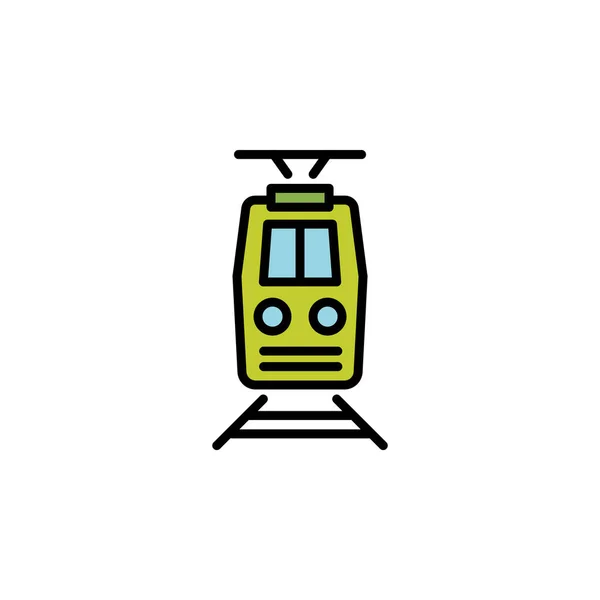 Icono Color Del Tren Línea Delgada Lineal Vista Frontal Del — Vector de stock