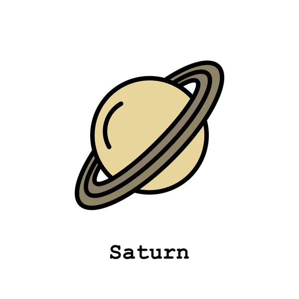 Saturn Planeta Barva Ikona Tenká Čára Lineární Obrys Vektor Saturn — Stockový vektor