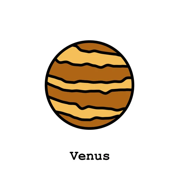 Barevná Ikona Planety Venuše Tenká Čára Lineární Obrysová Vektor Jednoduchý — Stockový vektor