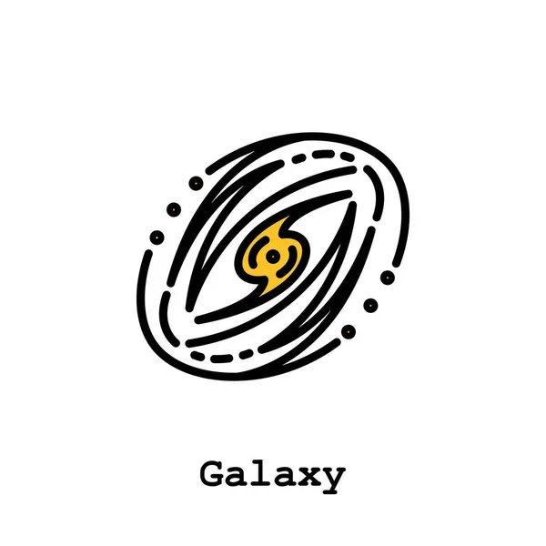 Galaxie Barva Ikona Tenká Čára Lineární Obrys Vektor Jednoduchý Znak — Stockový vektor