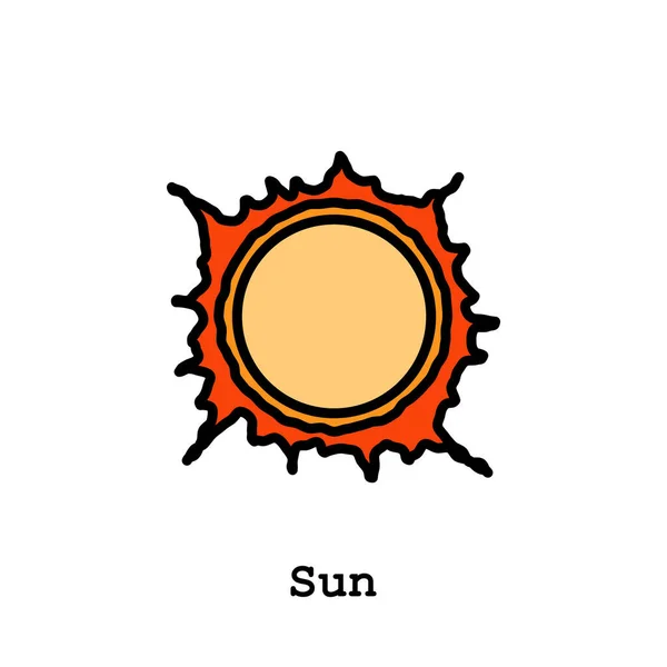 Sonne Sternensonne Fackel Sonnenfarbe Symbol Dünne Linie Linear Umrissvektor Sonne — Stockvektor