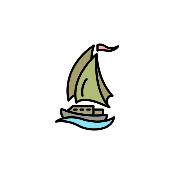 Jacht Lineares Vektor Symbol Segel Yachtlinie Dünnes Schild Segelboot Umrisssymbol — Stockvektor