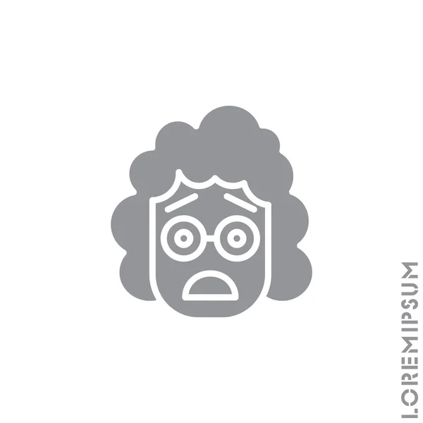 Frowning Open Mouth Emoji Vector Girl Woman Icon Raised Eyebrows — Stock Vector