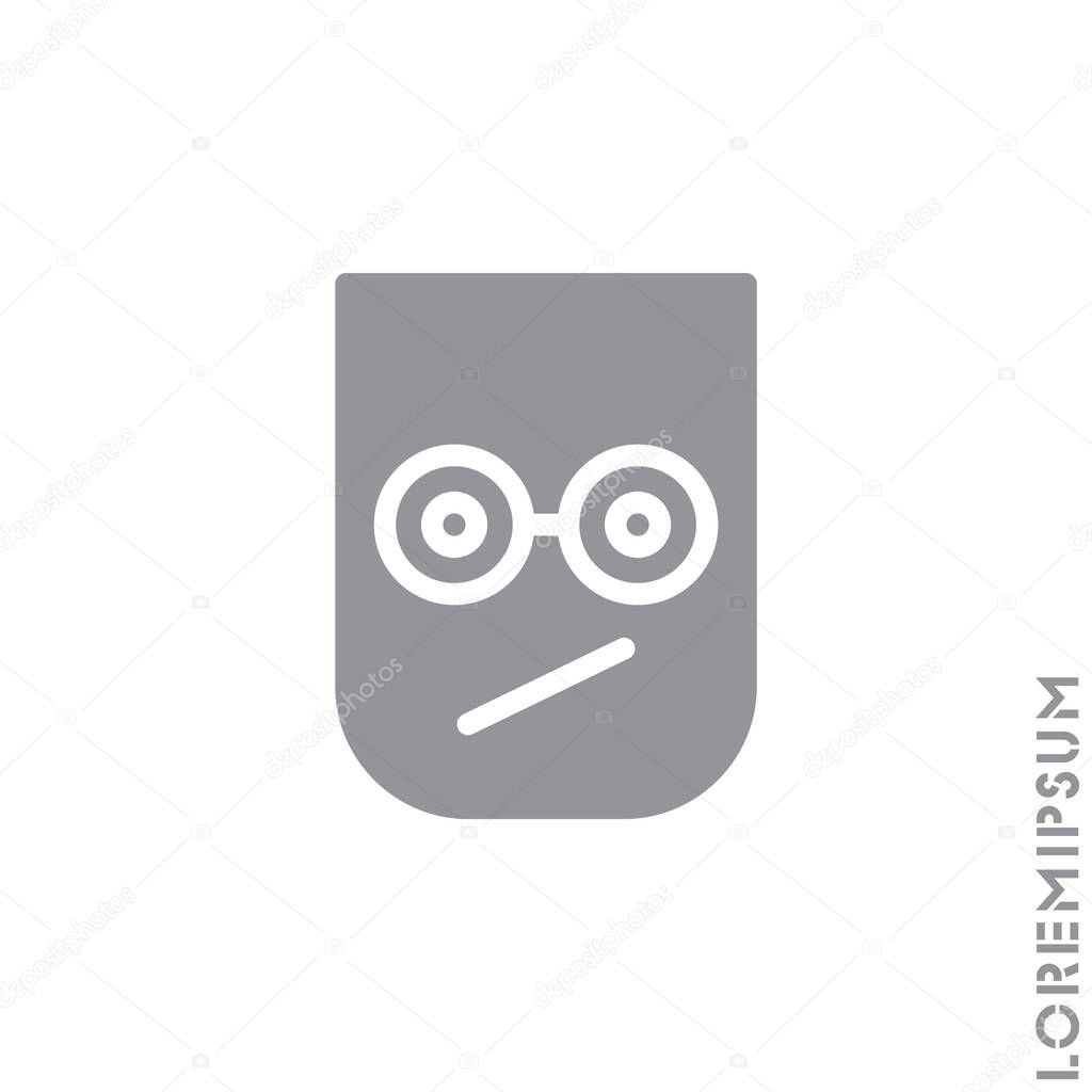 Sad and Confused Emoticon Icon Vector Illustration. Style. Gray on white background 