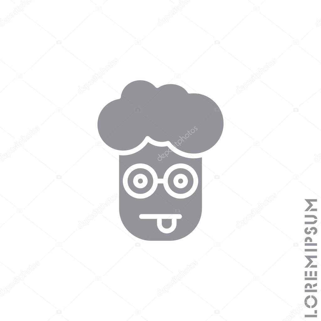 Mocking Funny Humor Emoticon boy, man Icon Vector Illustration. Style. gray on white background
