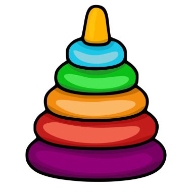 Gökkuşağı spektrumunda katmanlı halkaları olan renkli bir oyuncağın canlı vektör çizimi, çocuk ürünleri veya eğitim materyalleri için mükemmel..