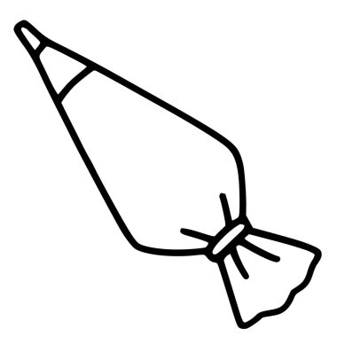 Hamur torbasının bir vektör çizimi, kalın, siyah bir ana hatla çizilmiş, bir fırın aracının basit ama ayrıntılı bir temsilini gösteriyor.