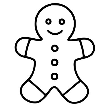 Basit bir zencefilli çörek adam kurabiyesinin hoş vektör çizimi, cesur hatları ve neşeli bir ifadesi olan minimalist bir sanat tarzı, tatil tasarımları için mükemmel..