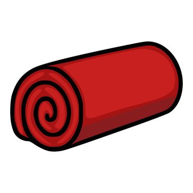 Yuvarlanmış kırmızı halının vektör çizimi, stilize edilmiş spiral tasarım ve koyu siyah çizgiler, projelerinize biraz zarafet ya da drama katmak için mükemmel..