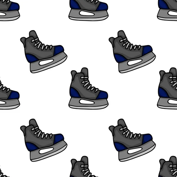 Gri ve lacivert buz hokeyi patenlerinin kusursuz vektör deseni. Kış sporları temalı tasarımlar ve arka planlar için mükemmel..