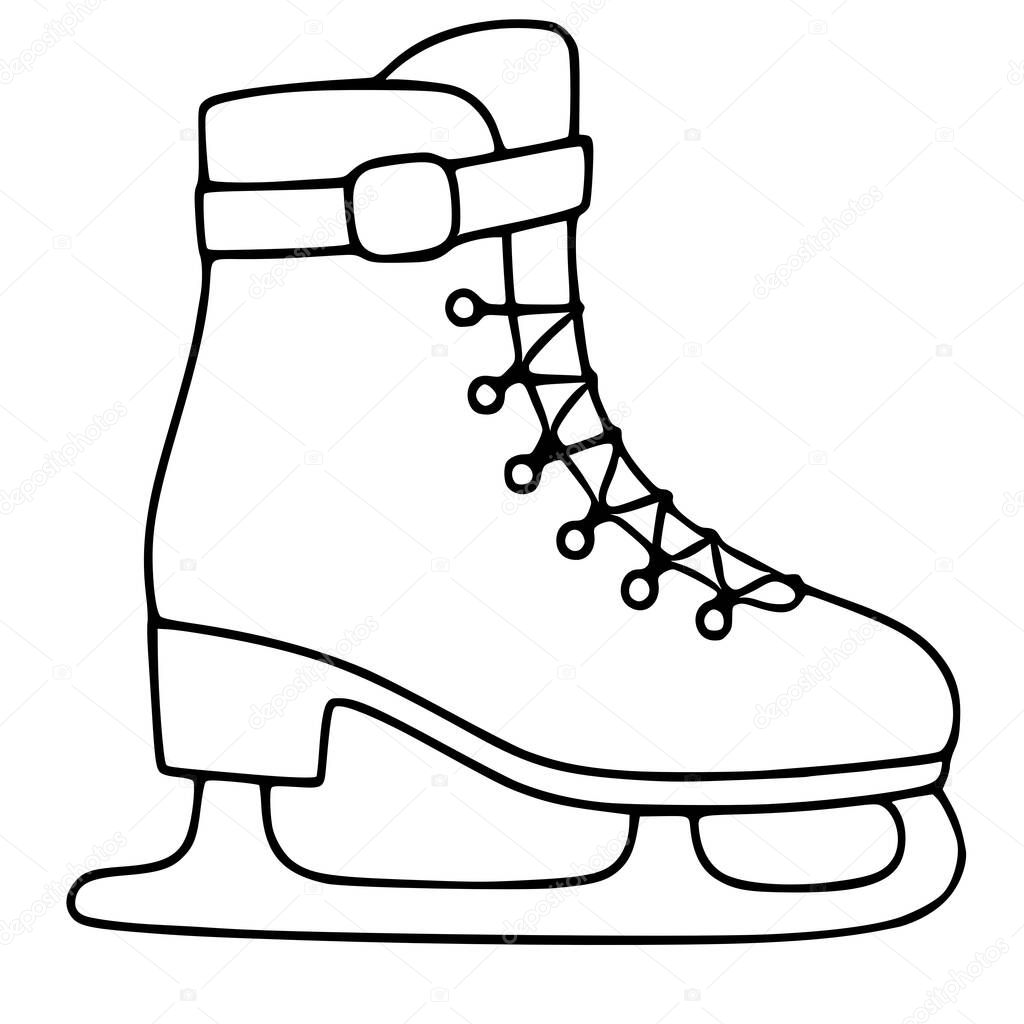 A detailed vector illustration of a classic ice skate with a buckle strap and laced closure, showcasing a simple yet elegant design suitable for winter sports themes.