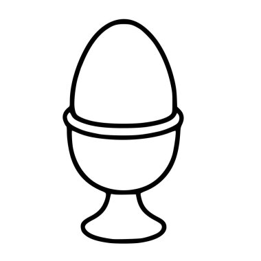Yumurta kabında kaynamış bir yumurtanın basit bir vektör çizimi, cesur hatlar ve kahvaltı temalı tasarımlar veya mutfak uygulamaları için uygun minimalist tarzla karakterize edilir..