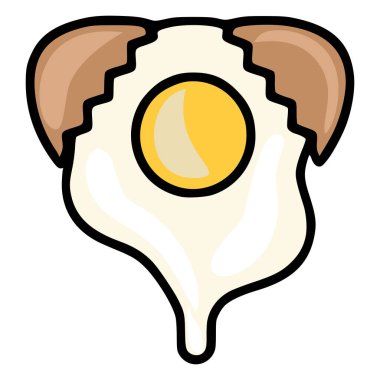 Bu vektör illüstrasyonunda garip, çizgi film tarzı kızarmış yumurta, kulaklara benzeyen çatlak kahverengi kabuklar, oyuncu ve benzersiz bir tasarım unsuru yaratıyor..