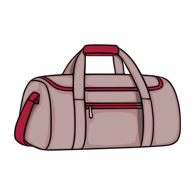 Kırmızı aksanlı şık bir spor çantanın vektör çizimi. Detaylı bir fermuar ve omuz kayışı var. Seyahat veya spor için mükemmel..