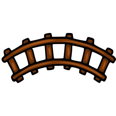 Kahverengi Ahşap Tren Rayları Bölümü, Eğimli Nazikçe, Noel Tasarımları ve Çocuk Projeleri İçin İdeal.