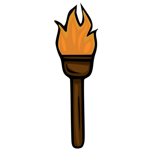 A vector illustration of a stylized torch with a vibrant orange flame, perfect for game design or logo creation.