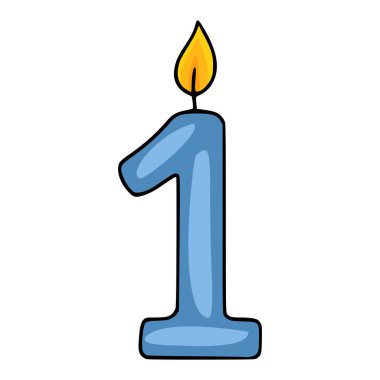 Açık mavi bir doğum günü mumunun gösterişli bir temsili. Parlak sarı bir alev. Davetiyeler, kartlar ve parti dekorasyonları için mükemmel..