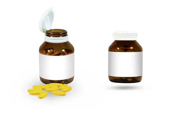 Vitamin Tablets Bottle Isolated White Background Studio Shot Clipping Mask — Stock Photo, Image