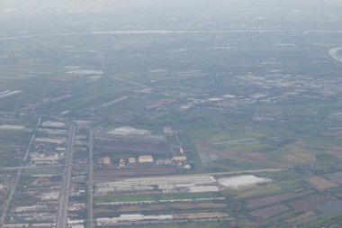 Yüksek açı fotoğraf Bangkok bir parçası. Tayland uçak penceresinden alınır.