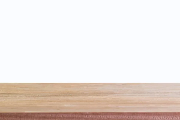 Üres Fából Készült Asztal Elszigetelt Fehér Background — Stock Fotó