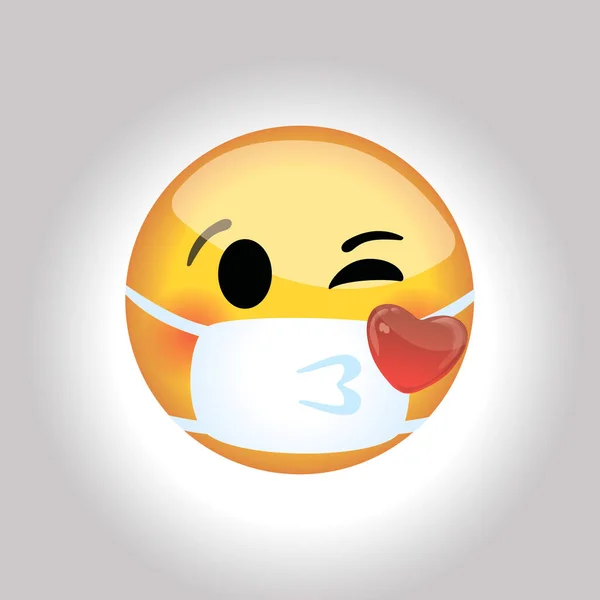 Máscara Médica Beso Emoji Protección Contra Virus — Archivo Imágenes Vectoriales