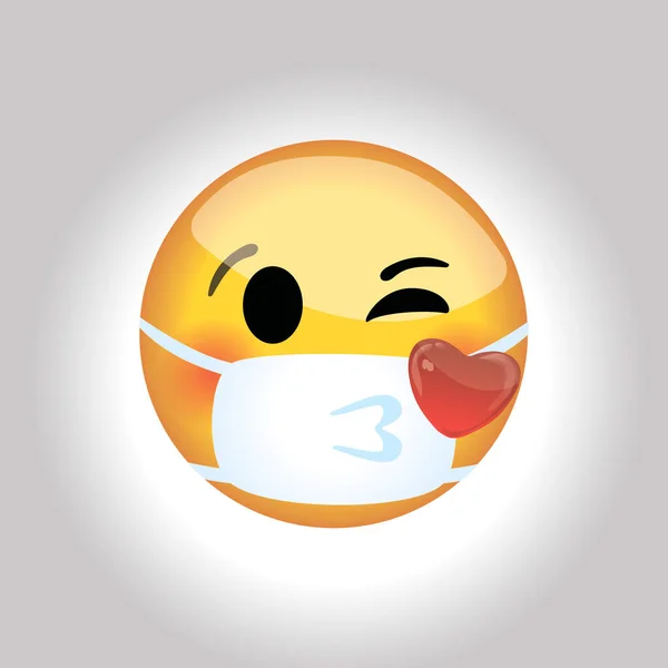 Máscara Médica Beso Emoji Protección Contra Virus — Vector de stock