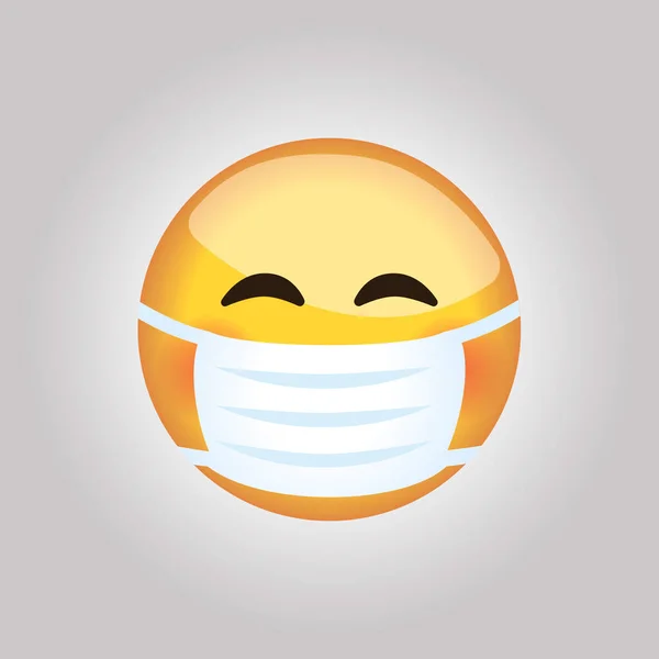 Medical Mask Smile Emoji Virus Protection — Stock Vector