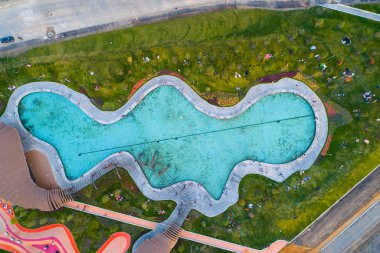 Blue Lagoon Moskova'da yeni parkta. Hava fotoğrafçılığı.