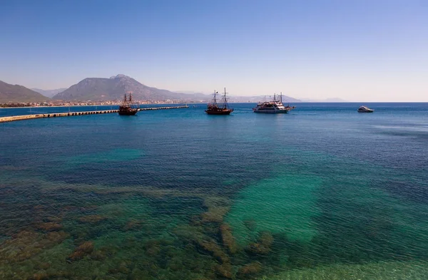 Clear Transparent Water Mediterranean Sea Ancient Ships Turkey — Stock Photo, Image