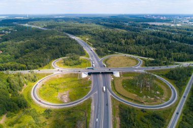 Yol Kavşağı'nda yakınındaki şehir Elektrostal Moscow region. Hava fotoğrafçılığı.