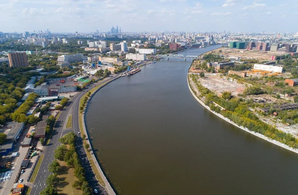 Nagatinskaya Nasyp Moskwy Fotografia Lotnicza — Zdjęcie stockowe