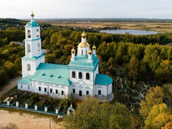 Kyrkan Heliga Boris Och Gleb Regionen Vladimir Flygfotografering — Stockfoto
