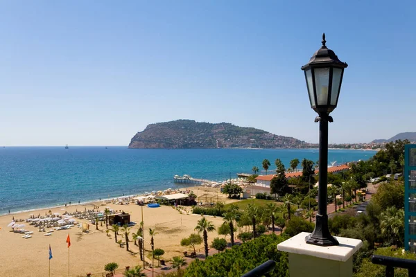 Lantaarn Achtergrond Van Het Strand Van Kust Van Alanya Turkije — Stockfoto