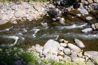 Hızlı akış ile dağ nehir sularına. Doğa.