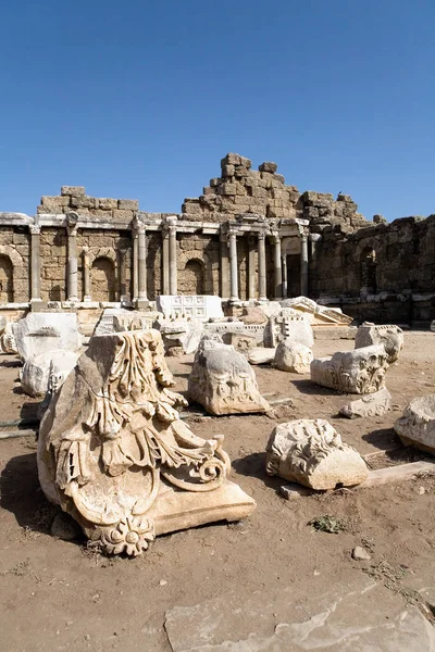 Las Ruinas Antigua Ciudad Side Turquía — Foto de Stock